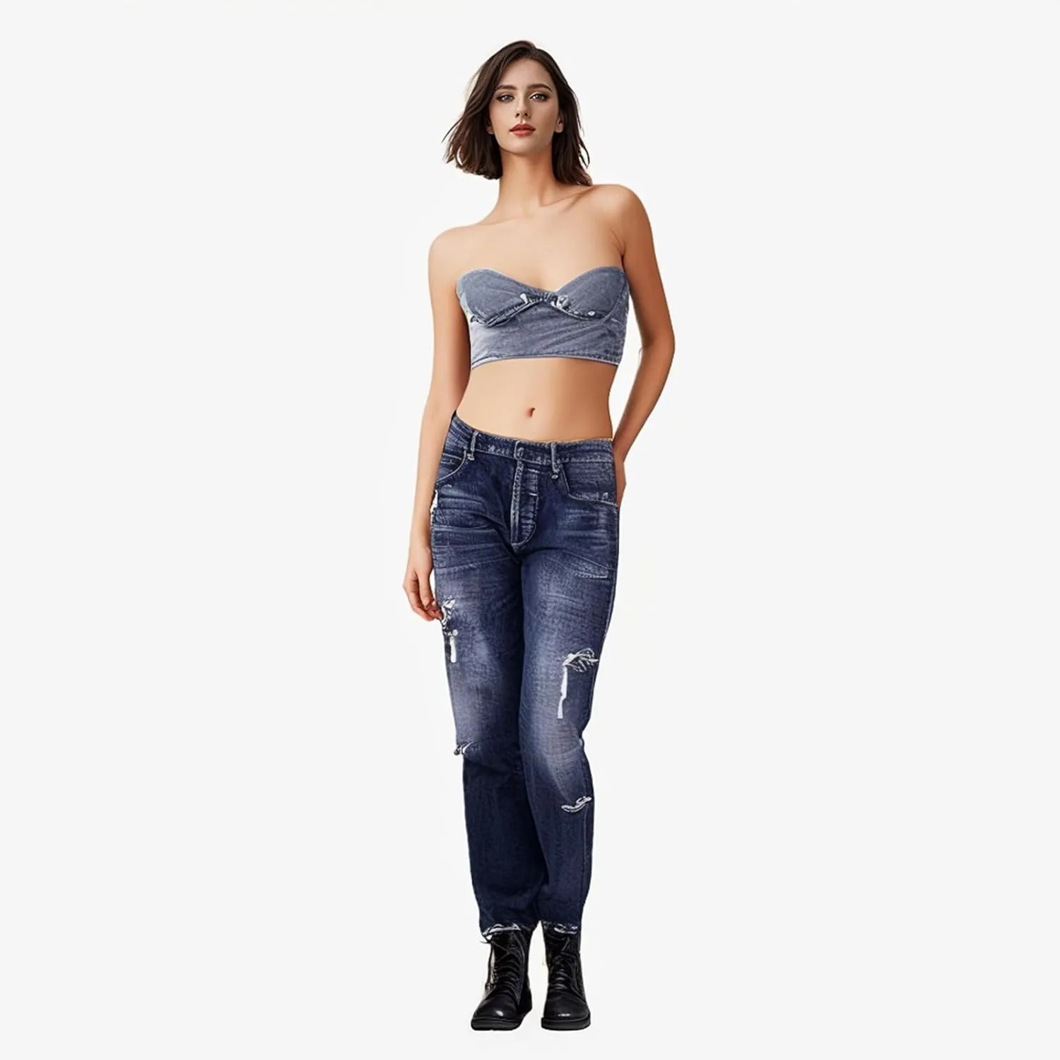 Wide Leg Jeans Woman Distressed Straight Leg Jeans Low Rise Ripped Jeans Baggy Jeans Boyfriend Denim Pants
