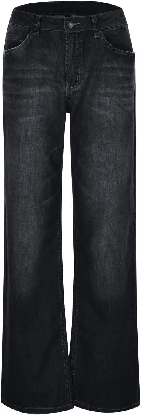 Wide Leg Jeans Woman Distressed Straight Leg Jeans Low Rise Ripped Jeans Baggy Jeans Boyfriend Denim Pants