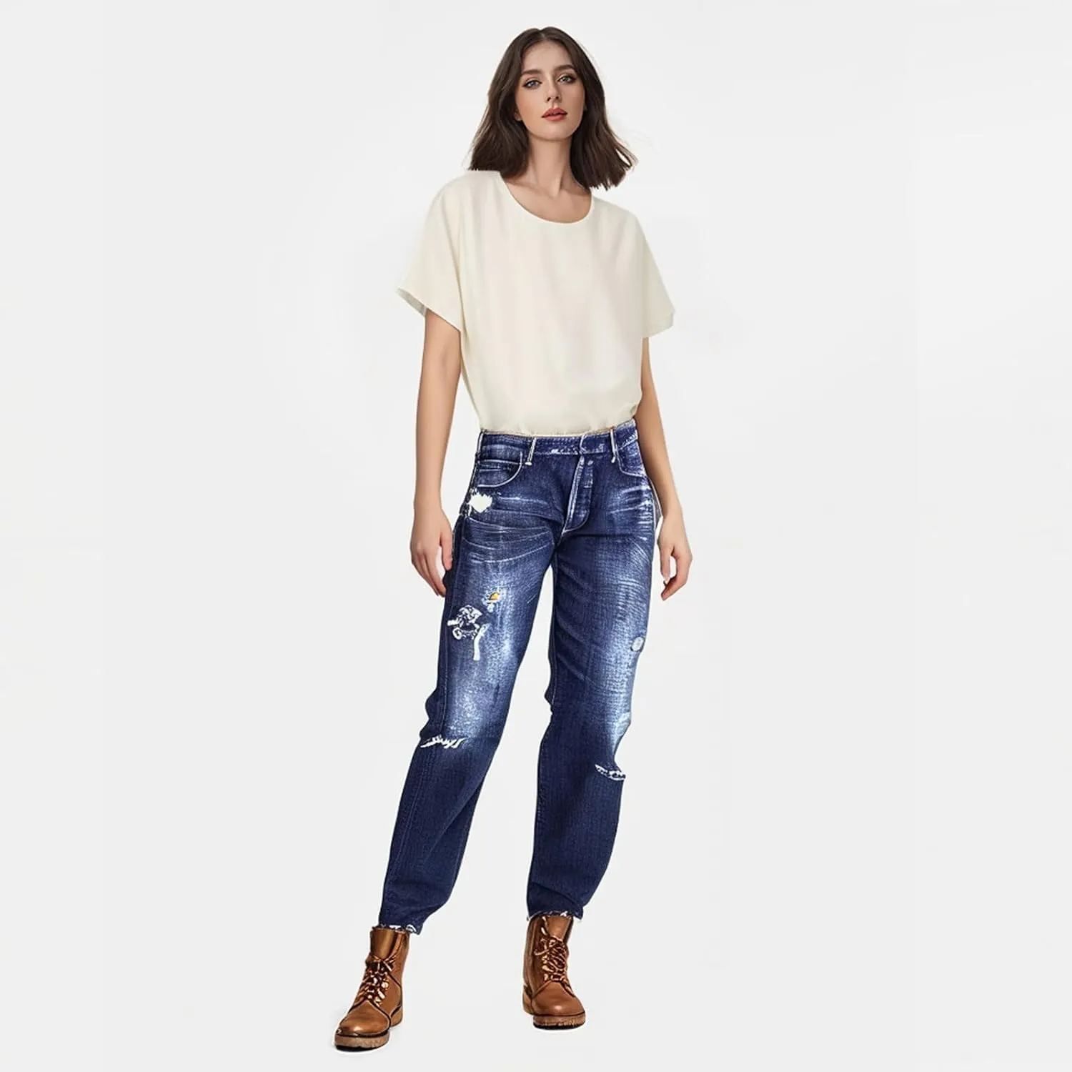 Wide Leg Jeans Woman Distressed Straight Leg Jeans Low Rise Ripped Jeans Baggy Jeans Boyfriend Denim Pants