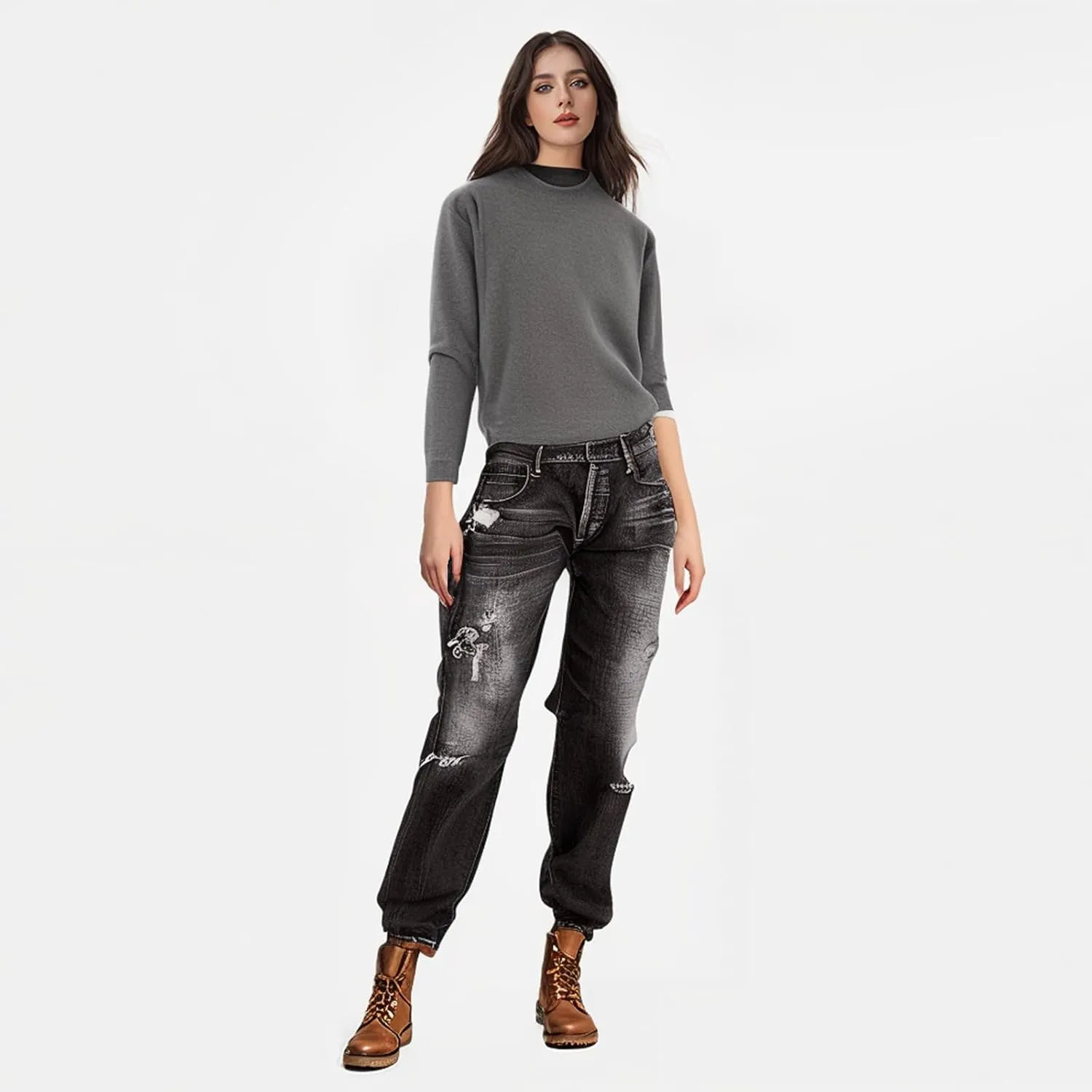 Wide Leg Jeans Woman Distressed Straight Leg Jeans Low Rise Ripped Jeans Baggy Jeans Boyfriend Denim Pants