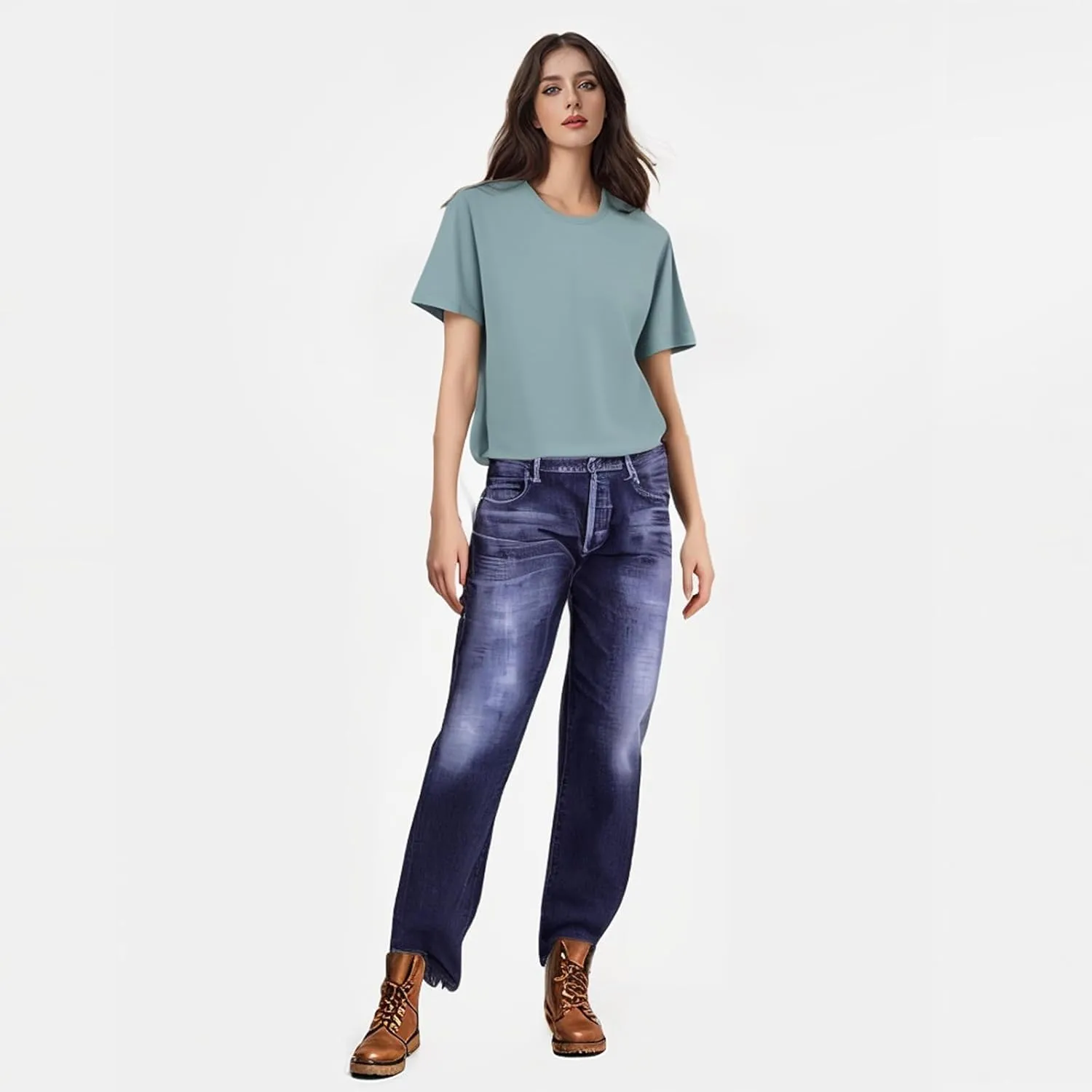 Wide Leg Jeans Woman Distressed Straight Leg Jeans Low Rise Ripped Jeans Baggy Jeans Boyfriend Denim Pants