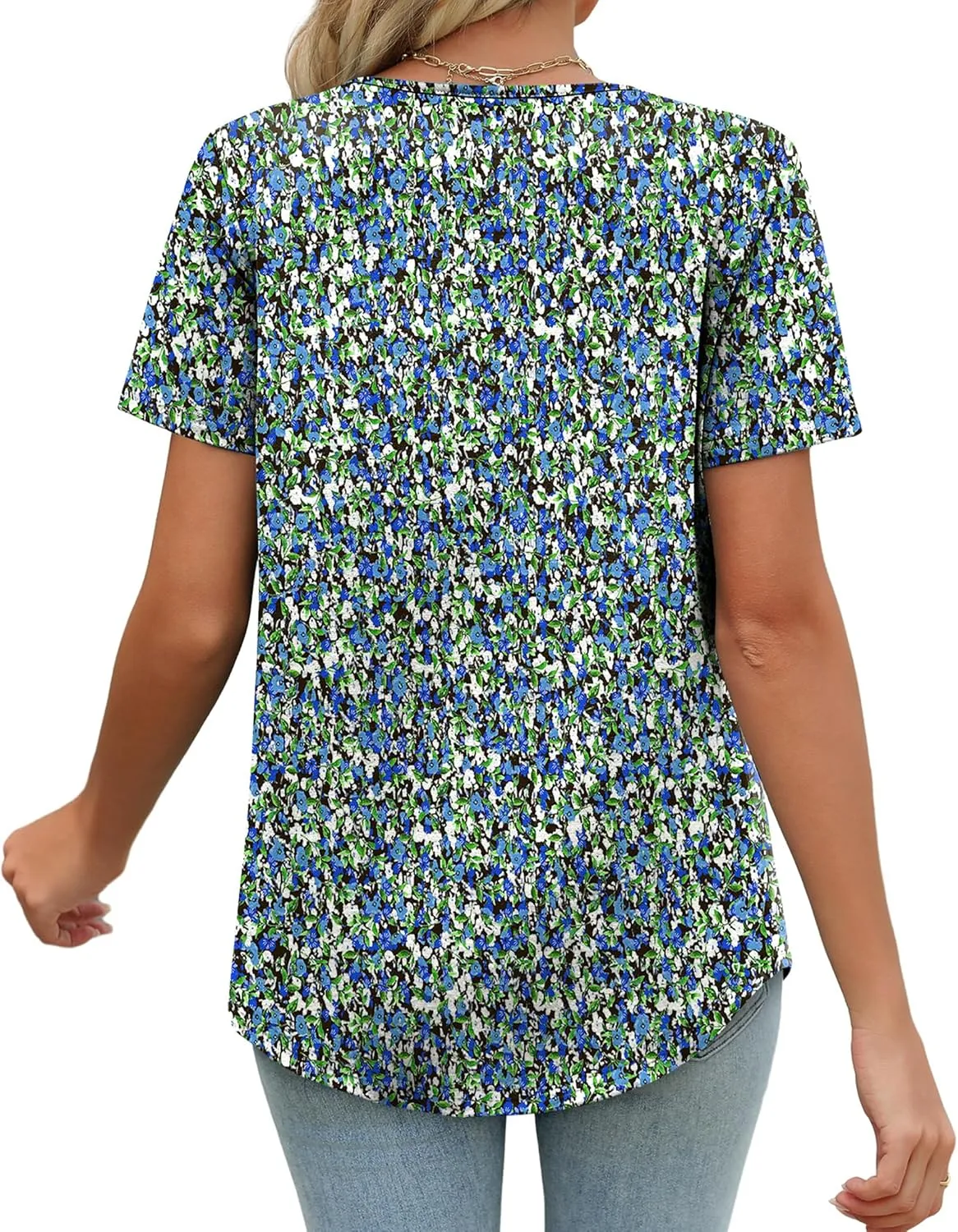 WIHOLL Womens Summer Tunic Tops Button Down Shirts Short Sleeve T-shirts Beach Vacation Clothes Spring S-3XL