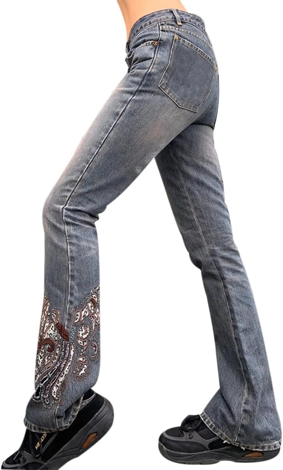 Women Baggy Jeans Y2K High Waist Straight Pants Vintage Wide Leg Denim Trousers Streetwear