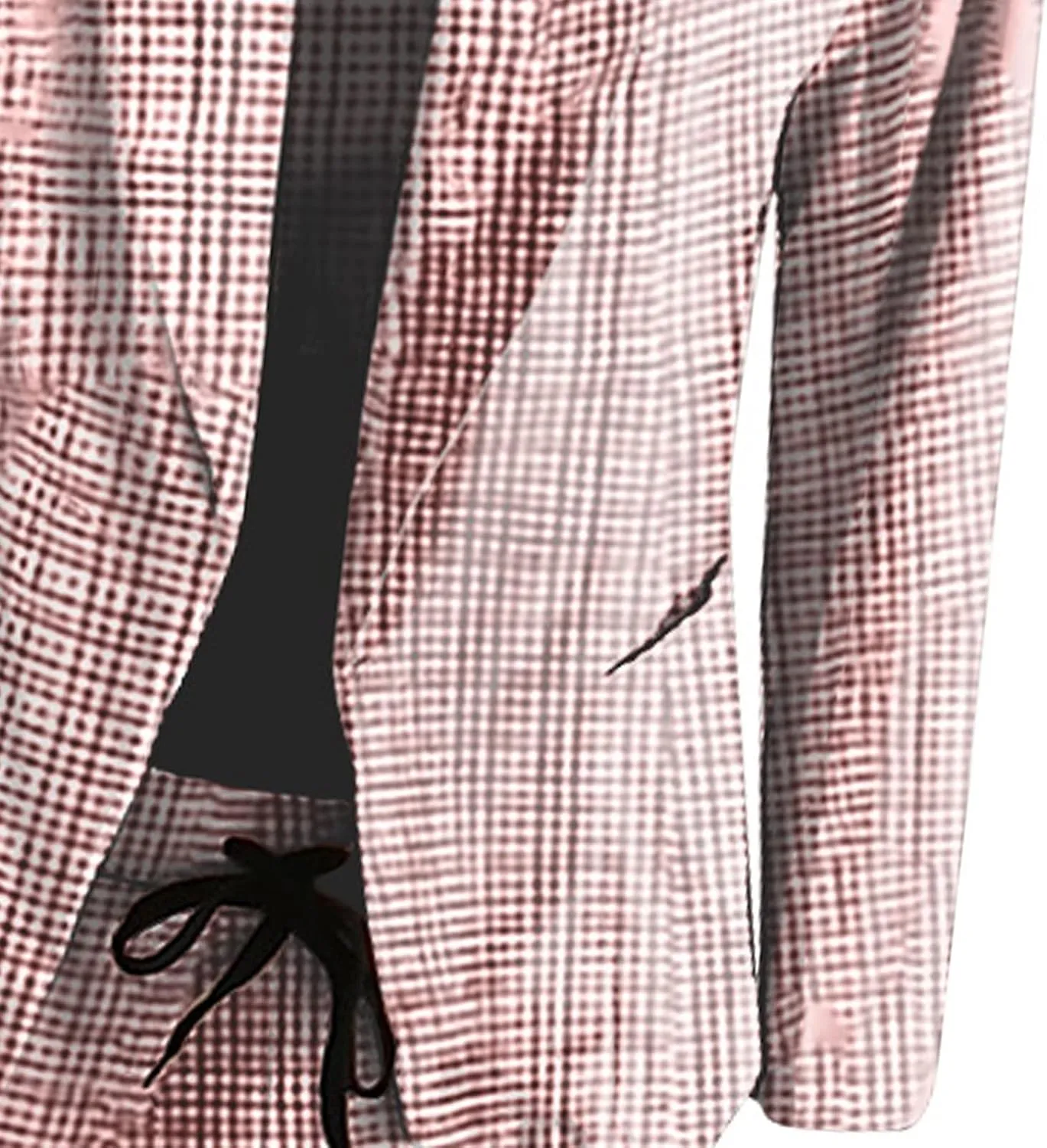 Women Blazer Set 2 Piece Outfits,Plaid Print Long Sleeve Blazer with Drawstring Pants Solid Business Casual Suit Set