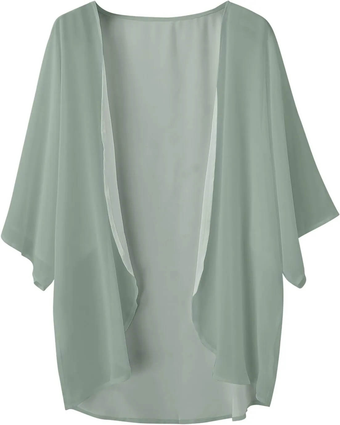 Women Chiffon Kimono Cardigan,Dressy 3/4 Sleeve Chiffon Open Front Lightweight Summer Blouse Tops,Sheer Beach Cover Up