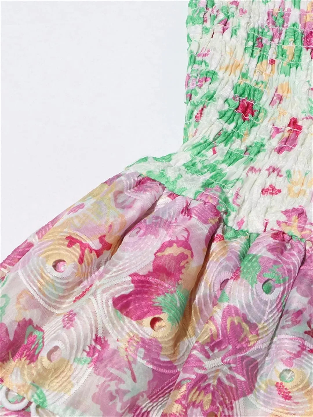 Women Colorblock Printing Mini Dress Strapless Sleeveless High Waist Spliced Folds Slimming Dresses