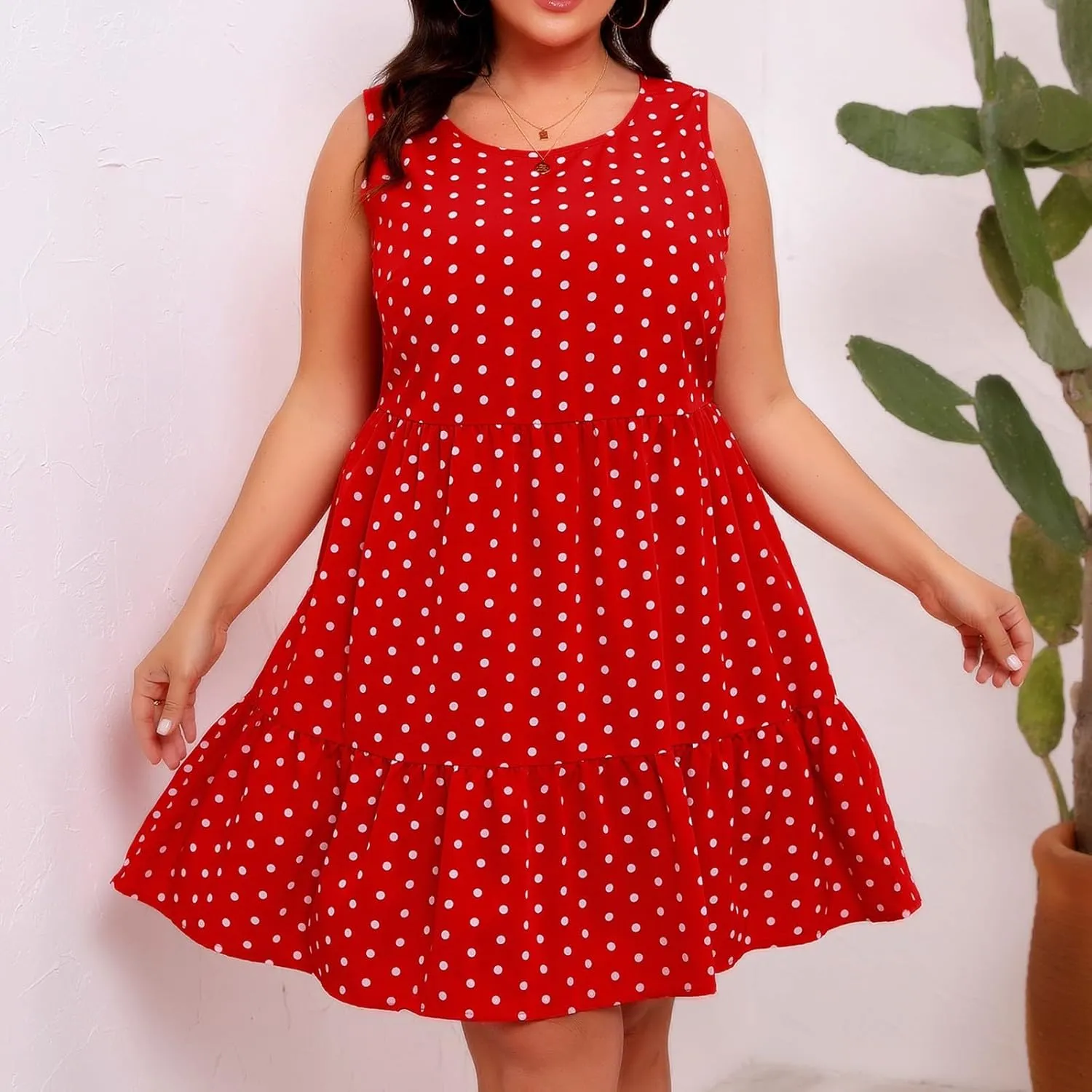 Women Summer Casual Dresses 2025 Plus Size Crew Neck Dress Sleeveless Beach Sundresses Flowy Tiered Tank T Shirt Dress