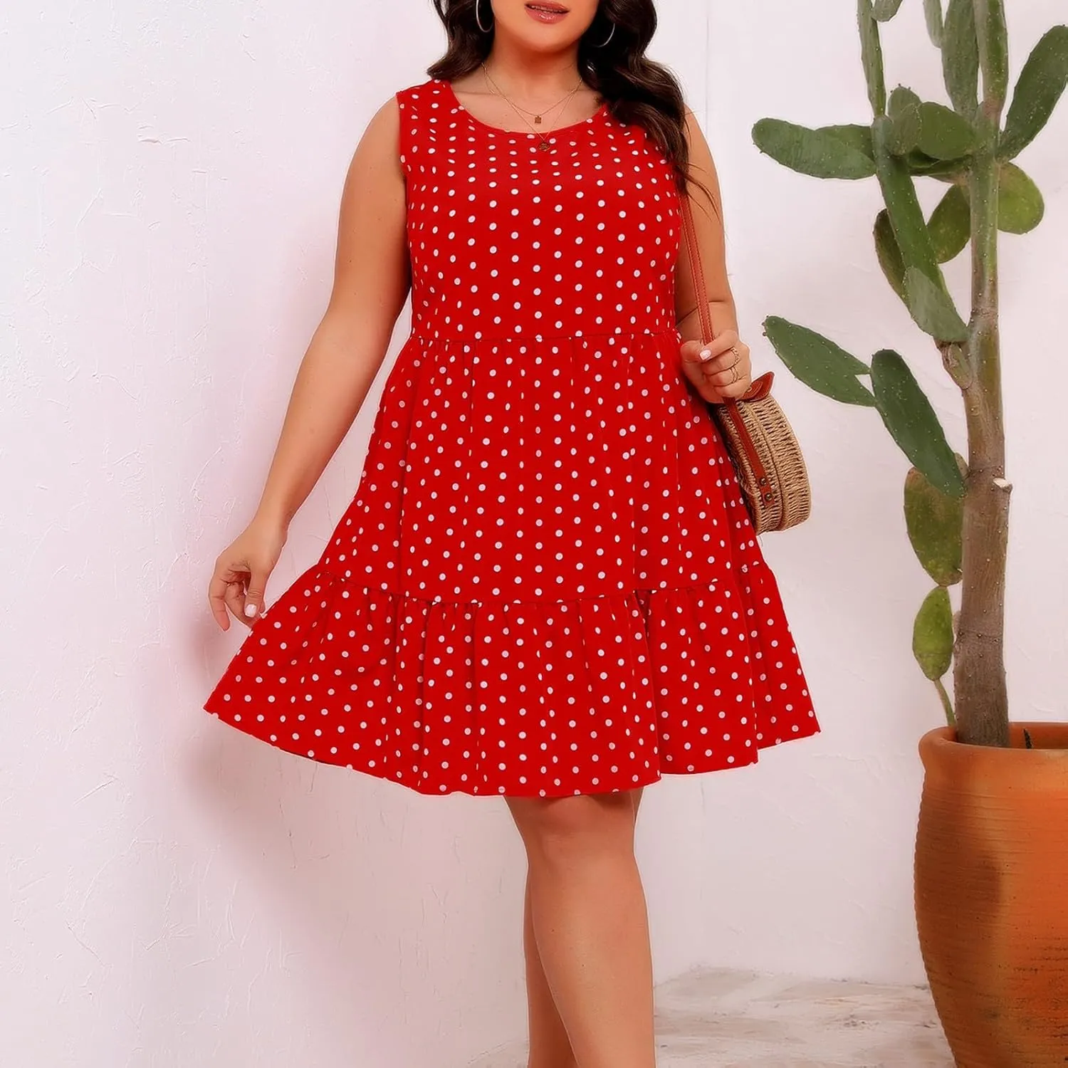 Women Summer Casual Dresses 2025 Plus Size Crew Neck Dress Sleeveless Beach Sundresses Flowy Tiered Tank T Shirt Dress