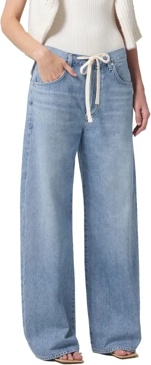 Women Wide Leg Jeans High Rise Drawstring Denim Pants Loose Boyfriend Baggy Trouser Jeans