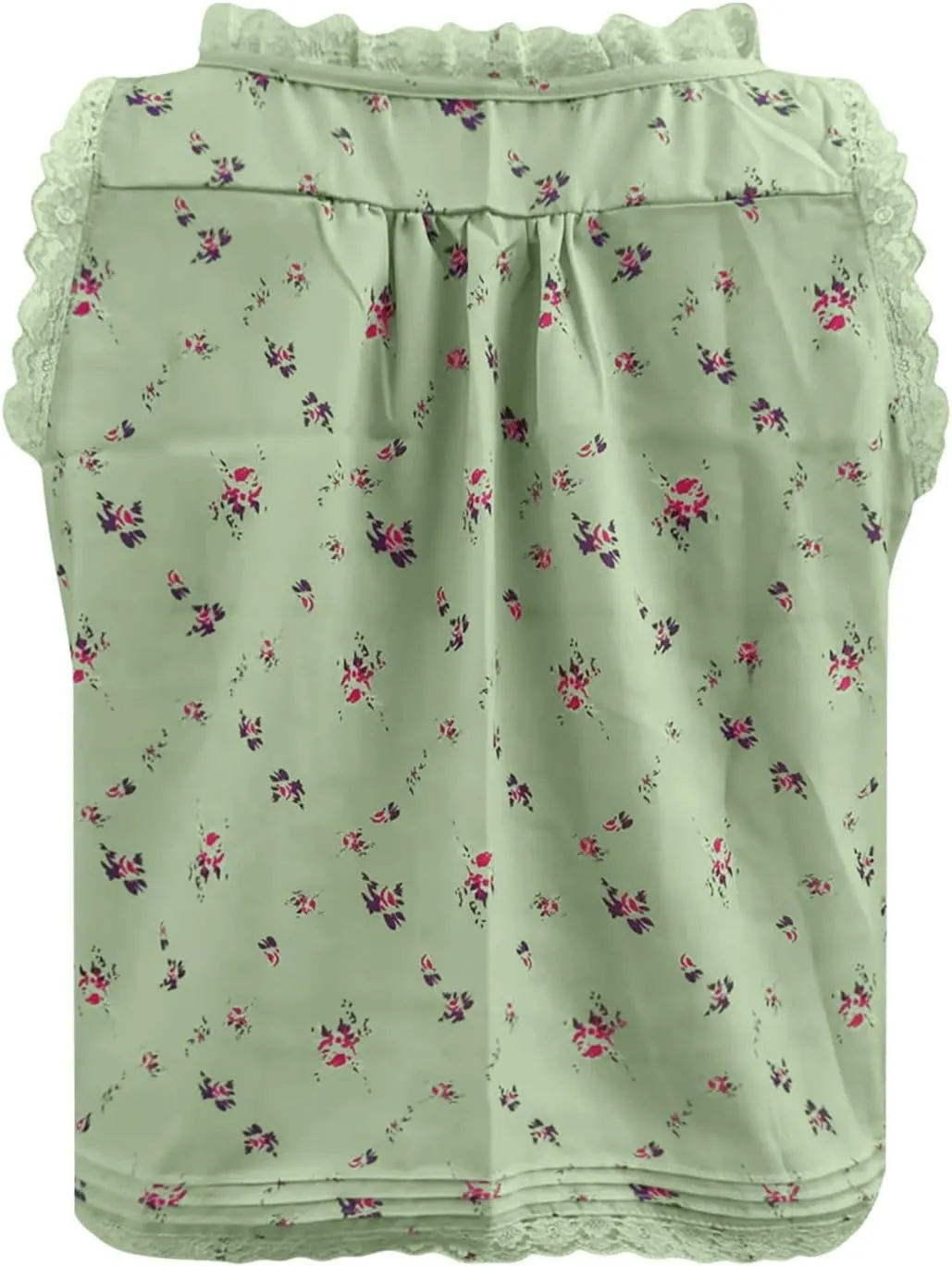 Women Y2K Cute Lace Trim Floral Tank Top Sleeveless Button Down Crop Shirt Camisole Summer Scoop Neck Tie Going Out Tops