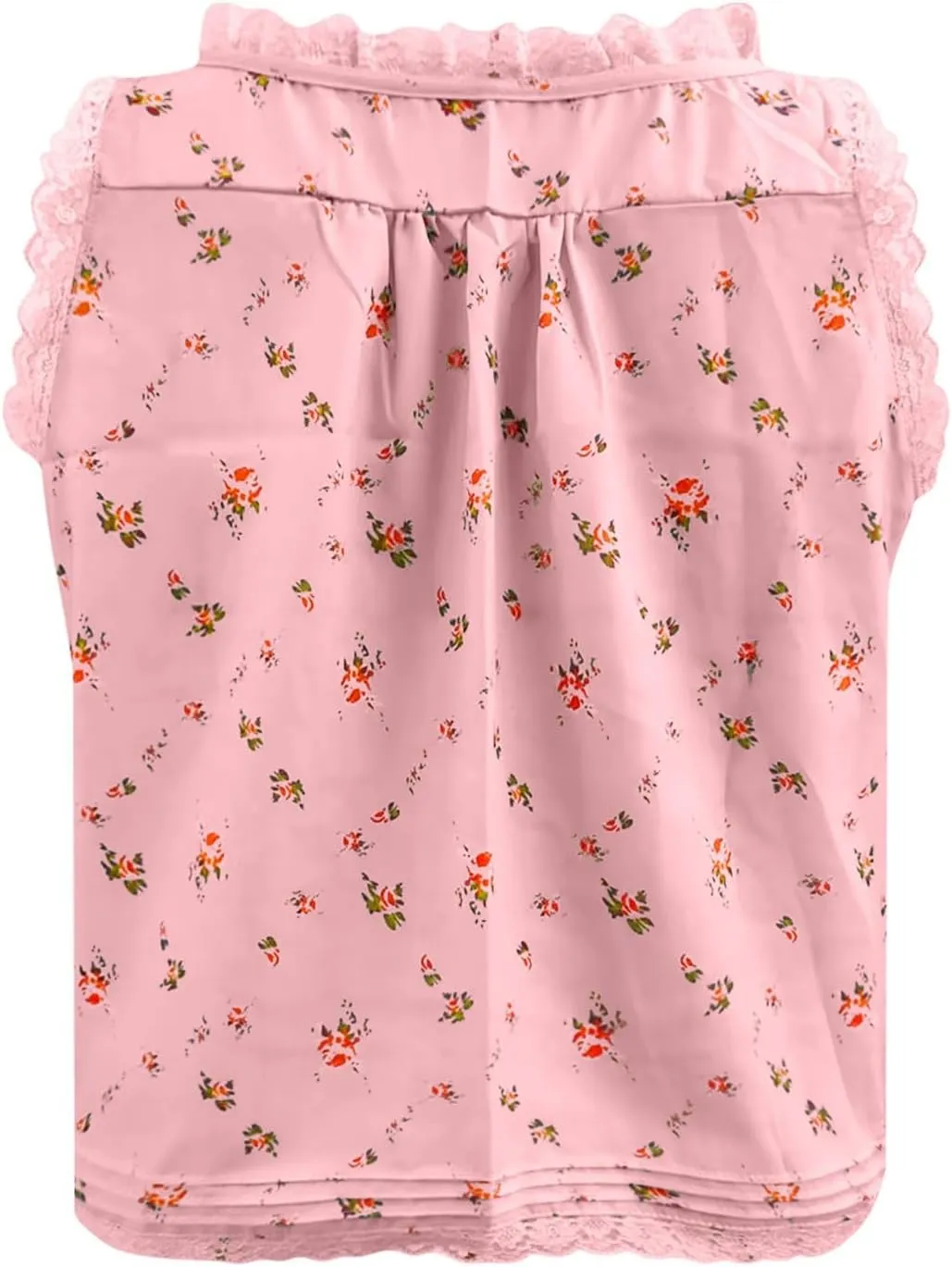 Women Y2K Cute Lace Trim Floral Tank Top Sleeveless Button Down Crop Shirt Camisole Summer Scoop Neck Tie Going Out Tops