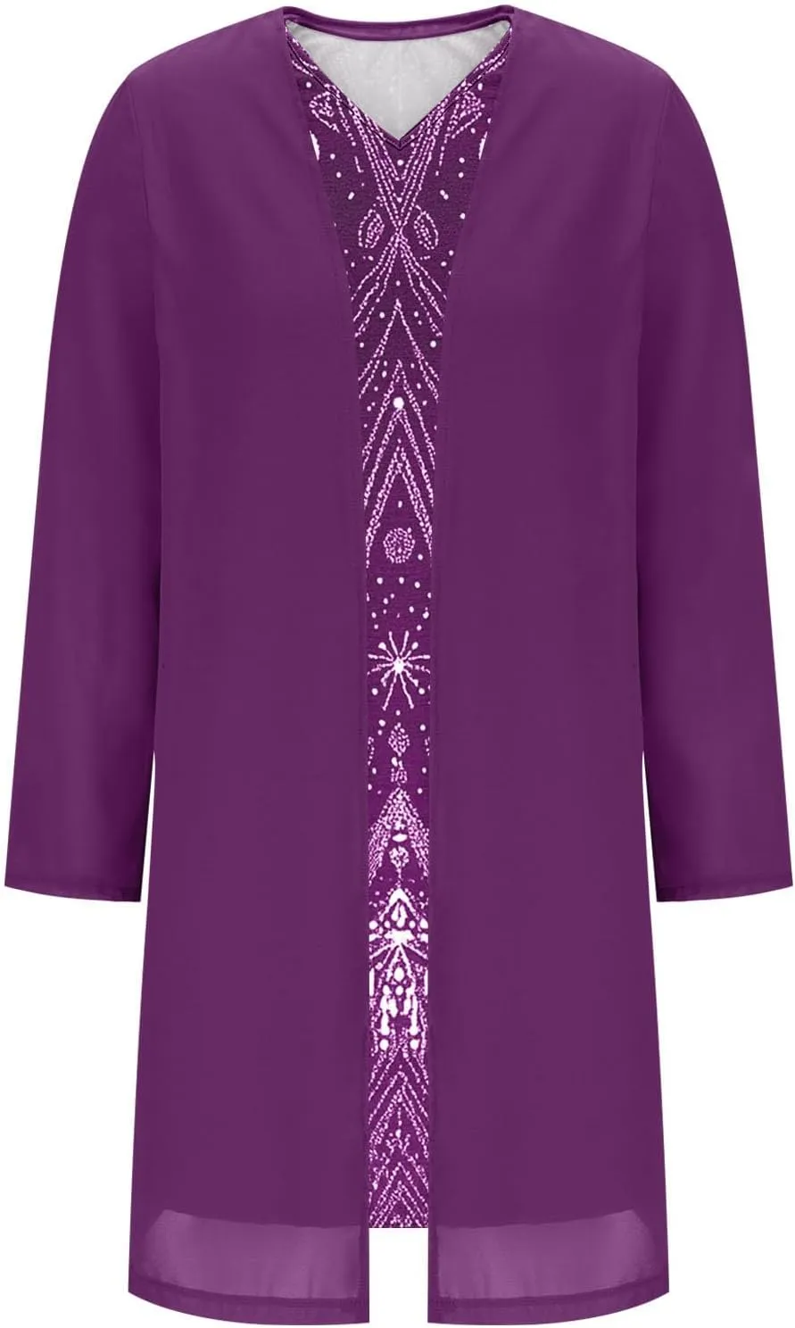 Womens 2 Piece Sets Mother of The Bride Dresses Wedding Guest Long Sleeve Chiffon Formal Evening Dress with Cardigan