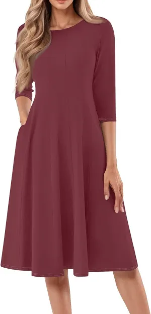 Women's A-Line Soft Dresses Midi Lightweight Breathable Sleevelesss Style Vacation Pockets Party Weddings Dress