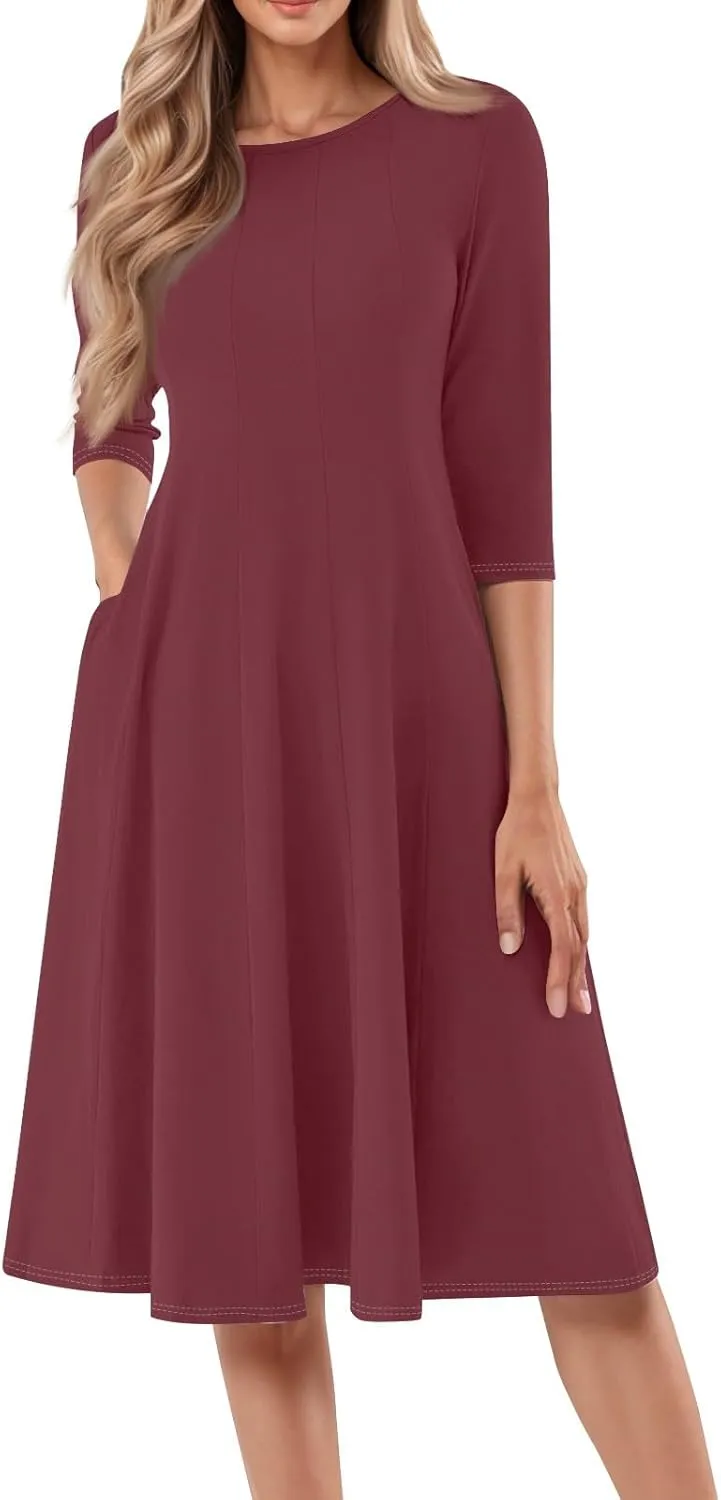 Women's A-Line Soft Dresses Midi Lightweight Breathable Sleevelesss Style Vacation Pockets Party Weddings Dress