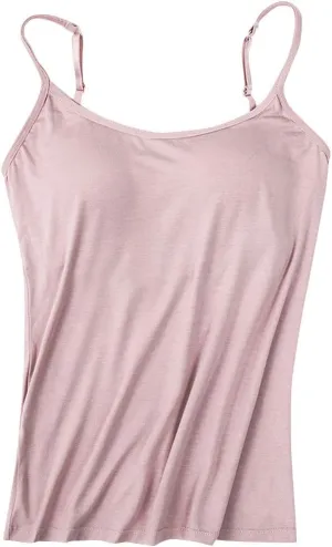 Women's Camisole Tops with Built in Bra Adjustable Spaghetti Straps Cami Tanks Summer Workout Top Undershirts for Yoga