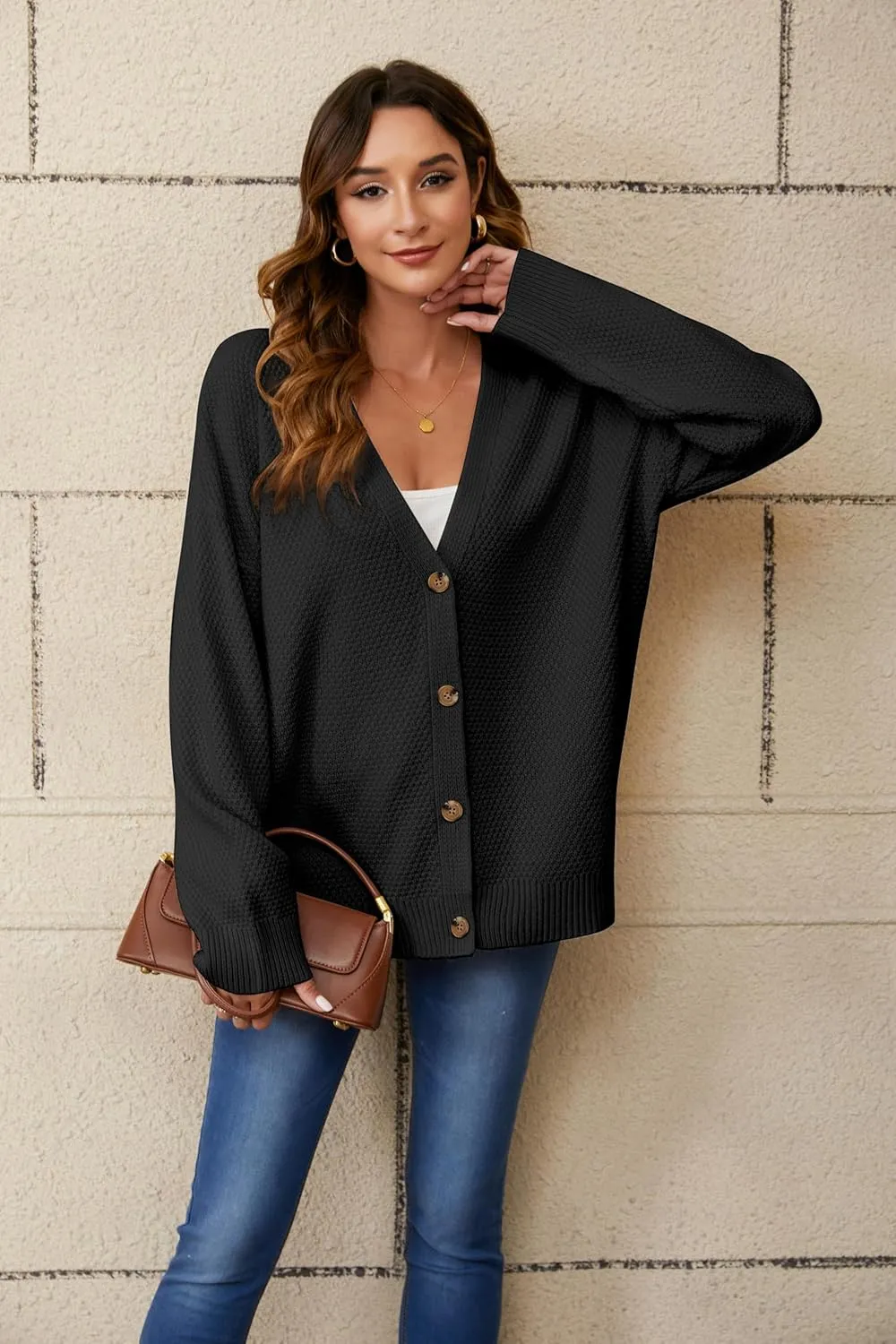 Women's Cardigan Sweaters Button-Down Open Front Long Sleeve Oversized Knit Cardigans Chunky Fall Outerwear