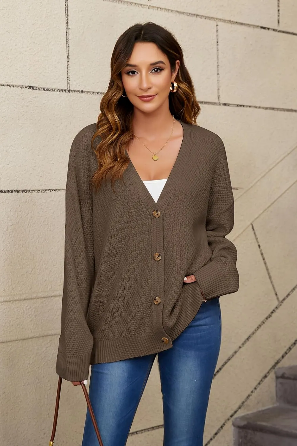 Women's Cardigan Sweaters Button-Down Open Front Long Sleeve Oversized Knit Cardigans Chunky Fall Outerwear