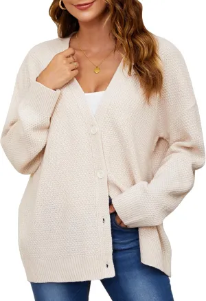 Women's Cardigan Sweaters Button-Down Open Front Long Sleeve Oversized Knit Cardigans Chunky Fall Outerwear