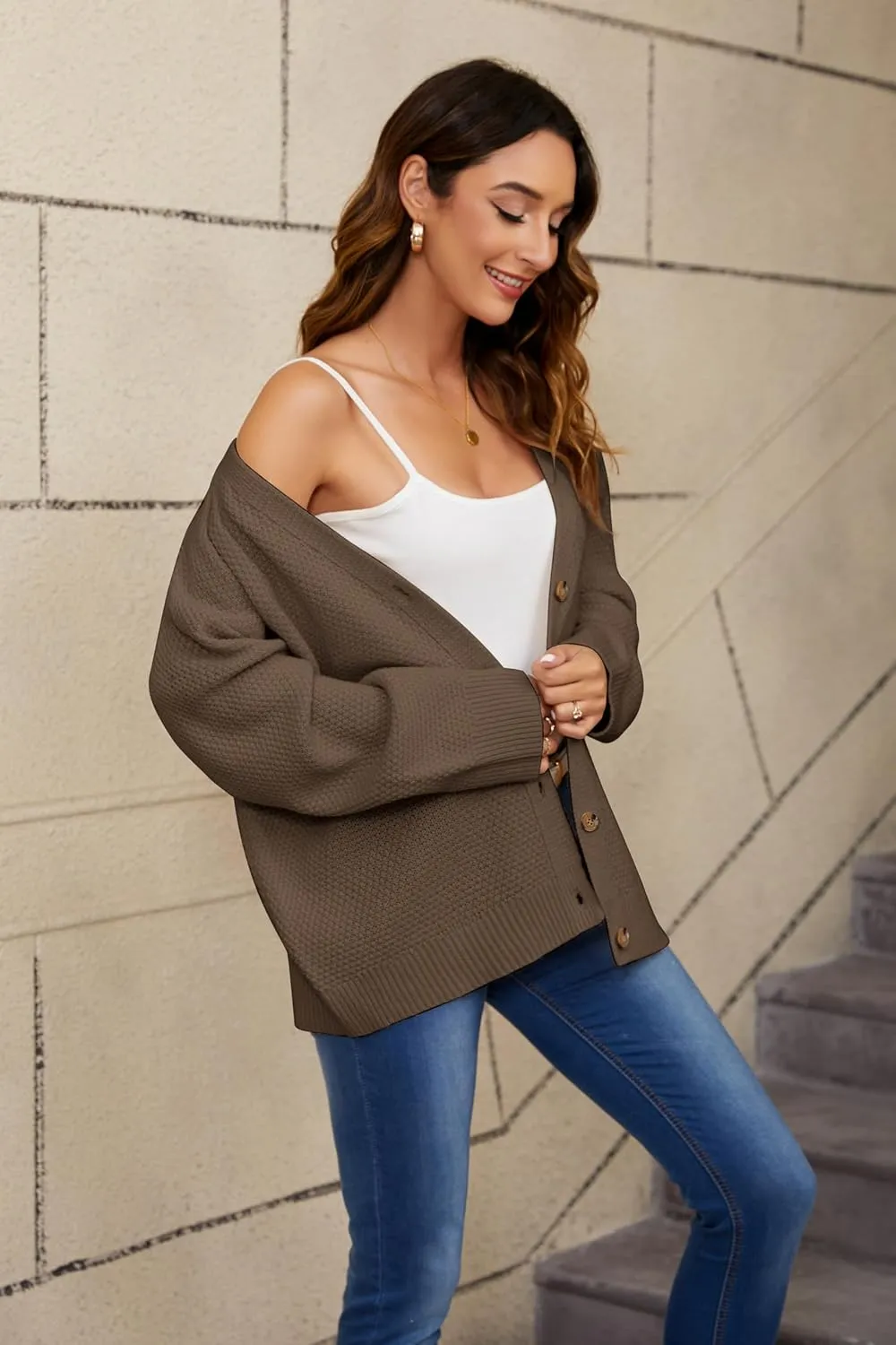 Women's Cardigan Sweaters Button-Down Open Front Long Sleeve Oversized Knit Cardigans Chunky Fall Outerwear