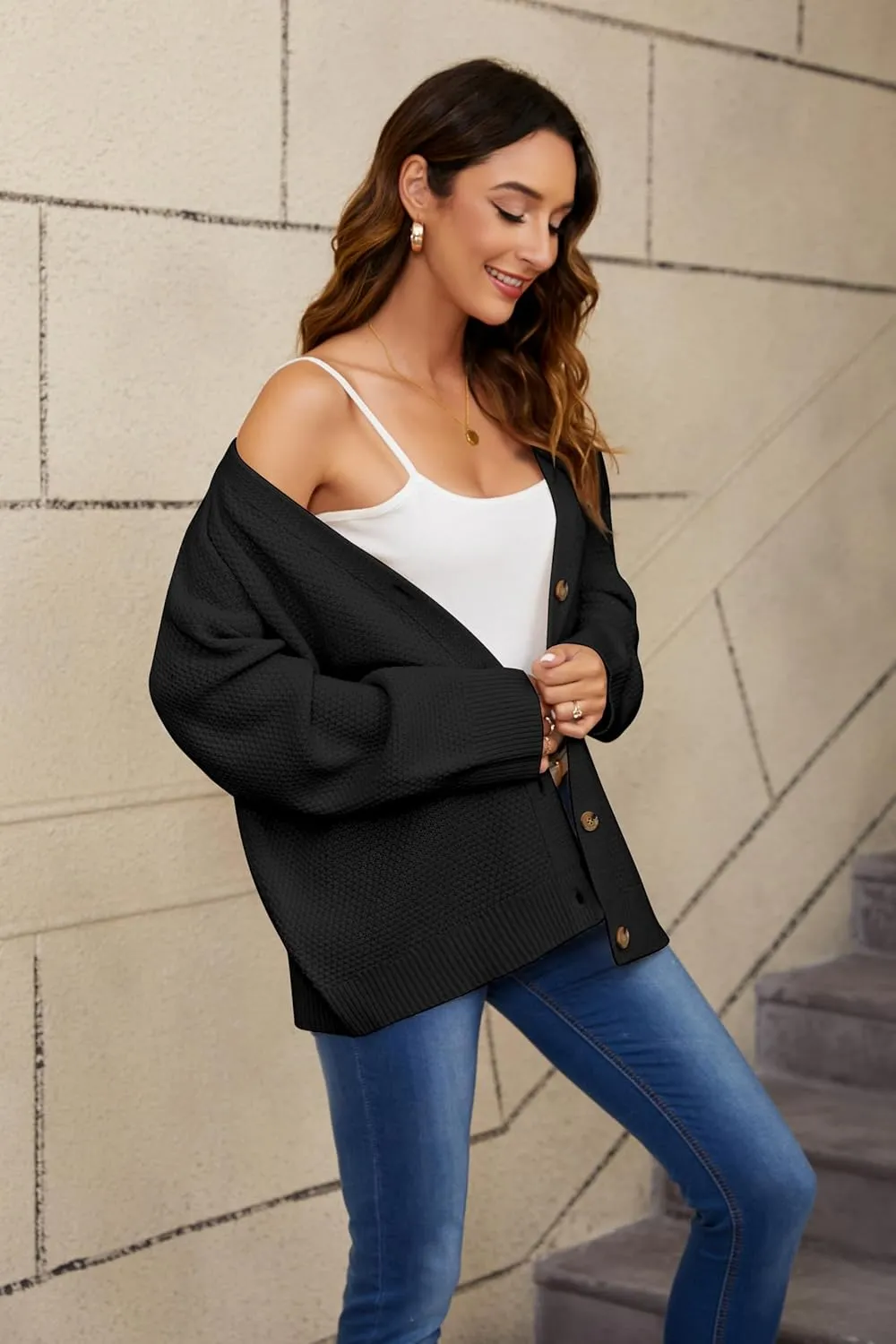 Women's Cardigan Sweaters Button-Down Open Front Long Sleeve Oversized Knit Cardigans Chunky Fall Outerwear