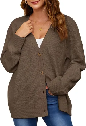 Women's Cardigan Sweaters Button-Down Open Front Long Sleeve Oversized Knit Cardigans Chunky Fall Outerwear