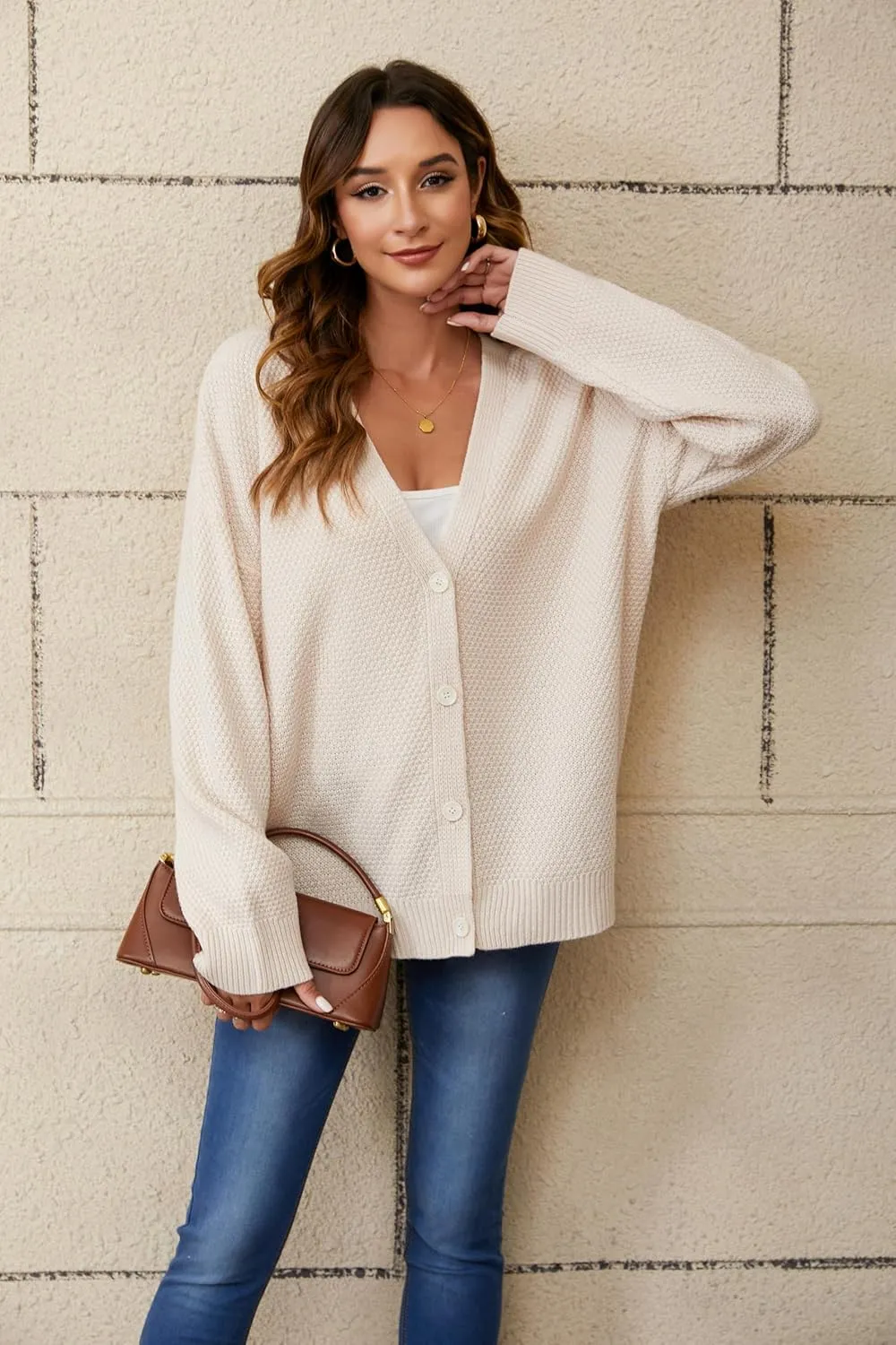 Women's Cardigan Sweaters Button-Down Open Front Long Sleeve Oversized Knit Cardigans Chunky Fall Outerwear