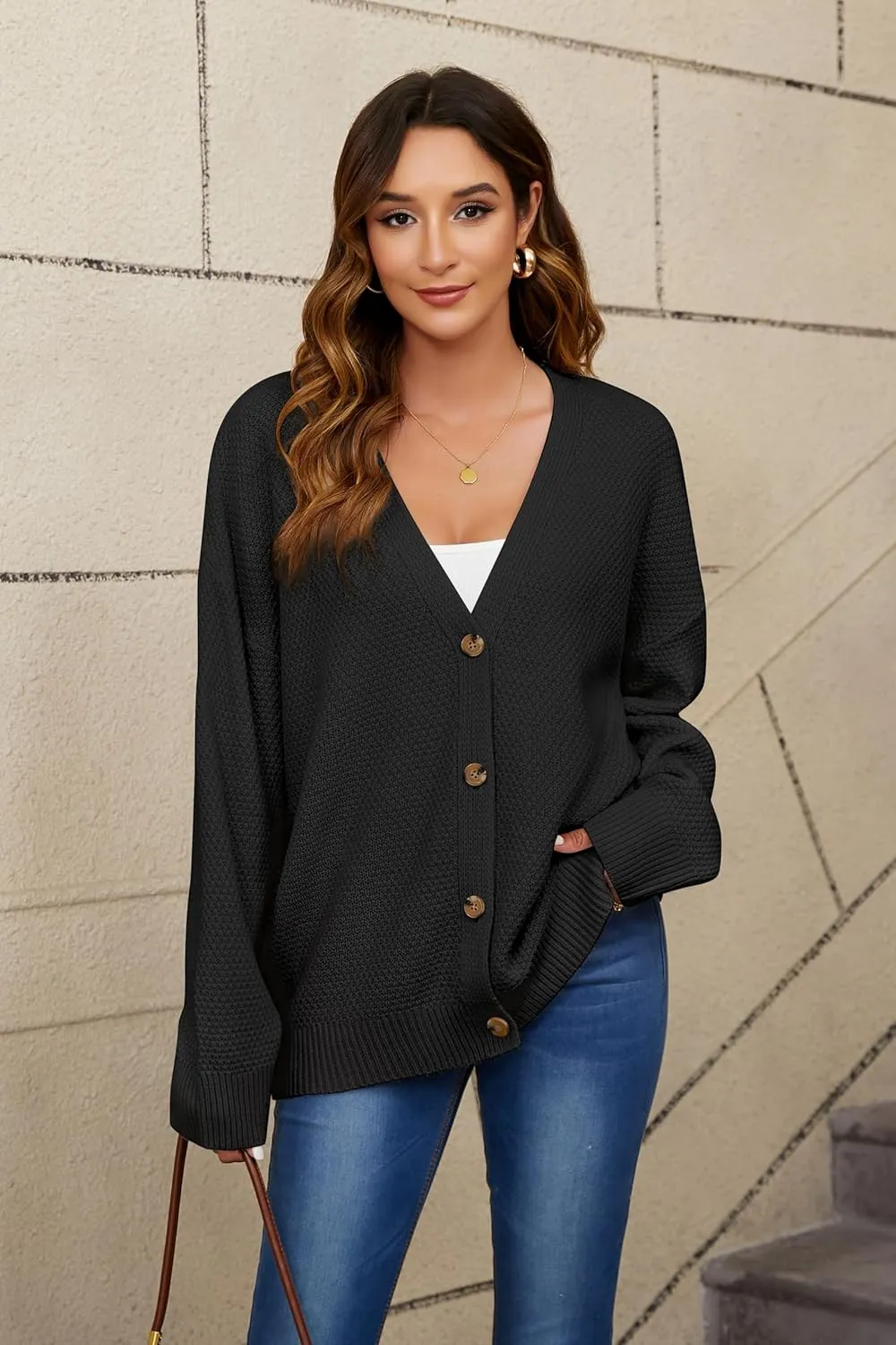 Women's Cardigan Sweaters Button-Down Open Front Long Sleeve Oversized Knit Cardigans Chunky Fall Outerwear
