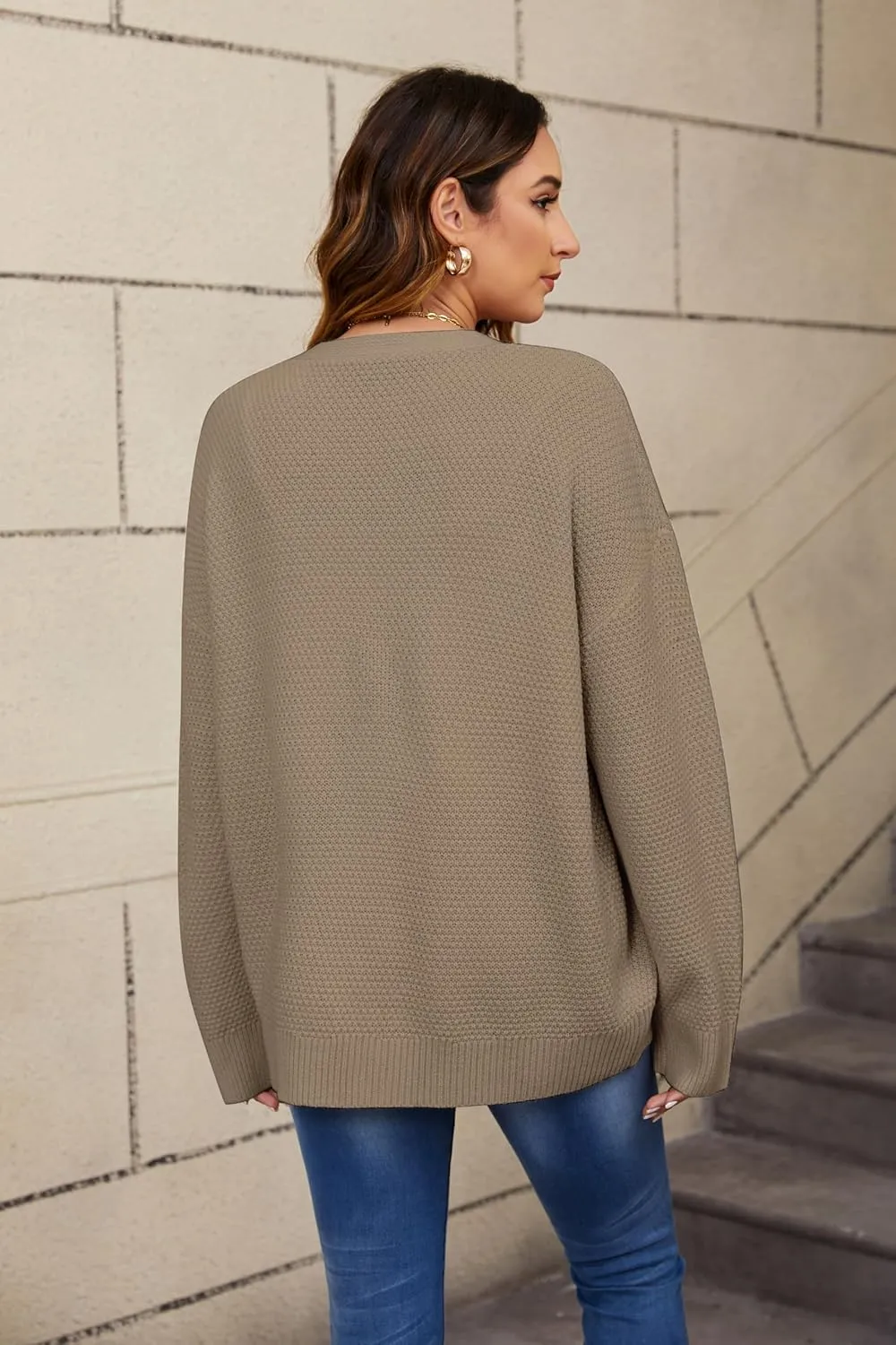 Women's Cardigan Sweaters Button-Down Open Front Long Sleeve Oversized Knit Cardigans Chunky Fall Outerwear