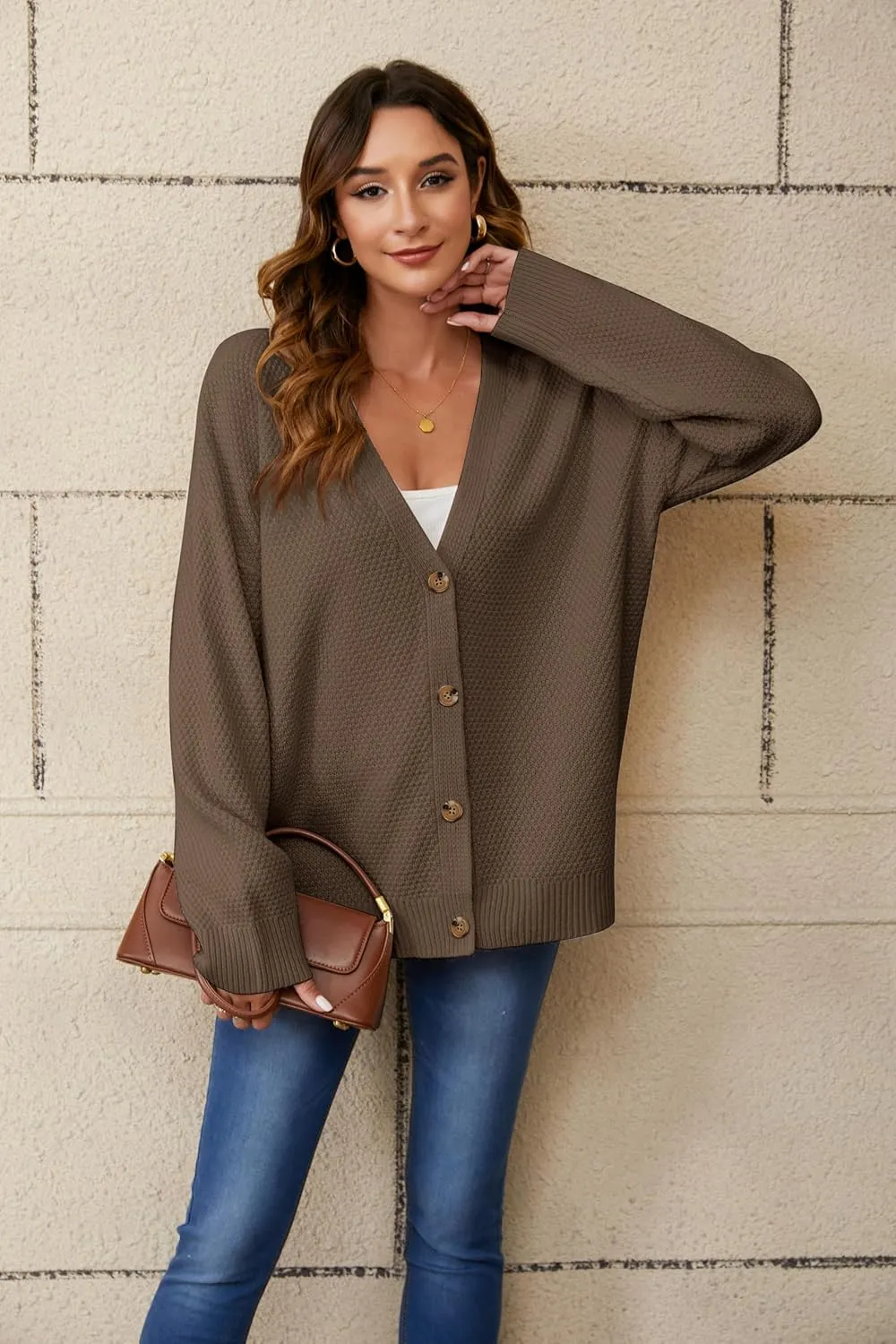 Women's Cardigan Sweaters Button-Down Open Front Long Sleeve Oversized Knit Cardigans Chunky Fall Outerwear