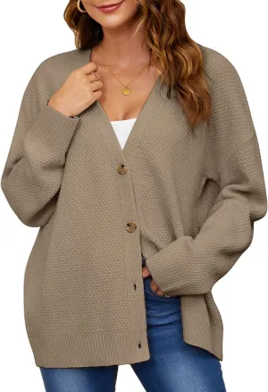 Women's Cardigan Sweaters Button-Down Open Front Long Sleeve Oversized Knit Cardigans Chunky Fall Outerwear