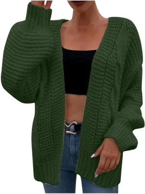 Womens Chunky Cardigan Sweater Oversized Lightweight Open Front Cardigan Casual Baggy Cable Knit Sweaters Fall Coats