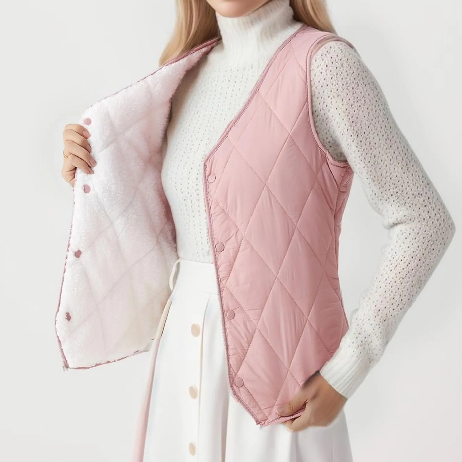 Womens Down Vest Light Weight Jackets Wool Lined Winter 2023 Fashion Cotton Down Coats Warm Solid Puffer Comfortable