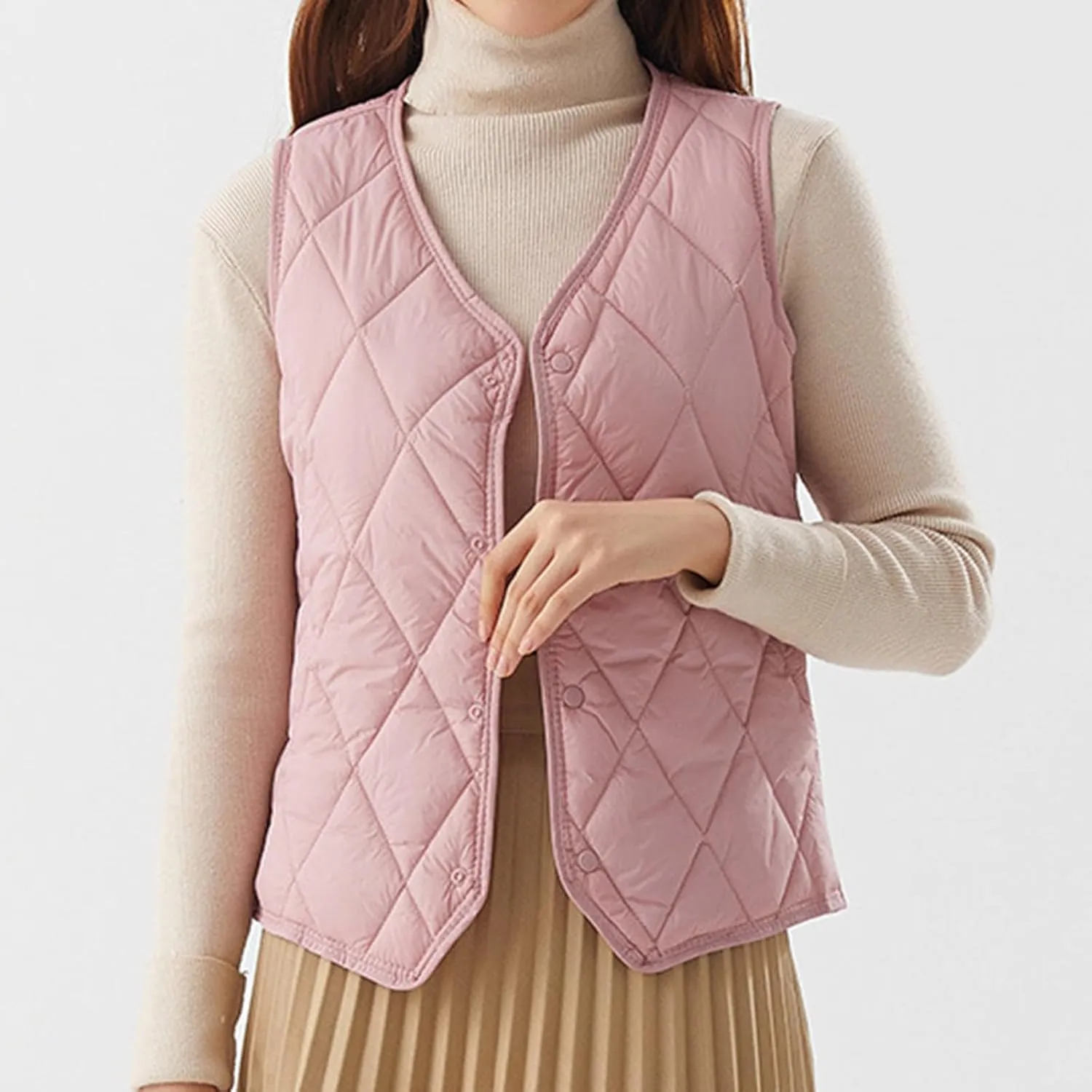 Womens Down Vest Light Weight Jackets Wool Lined Winter 2023 Fashion Cotton Down Coats Warm Solid Puffer Comfortable