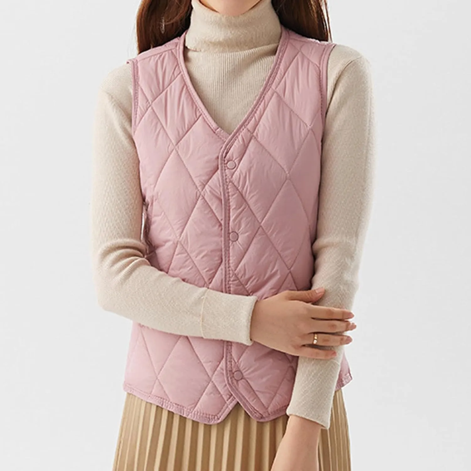 Womens Down Vest Light Weight Jackets Wool Lined Winter 2023 Fashion Cotton Down Coats Warm Solid Puffer Comfortable
