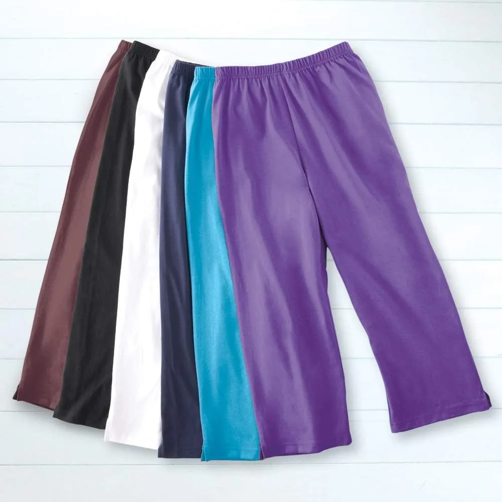 Women's Elastic Waist Comfortable Cropped Capri Pant