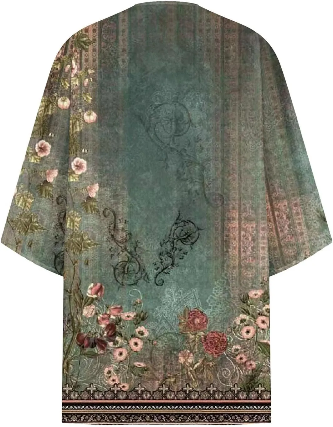 Women's Floral Print Puff Sleeve Kimono Cardigan Loose Cover Ups Casual Tops 2025 Trendy Lightweight Resort Wear