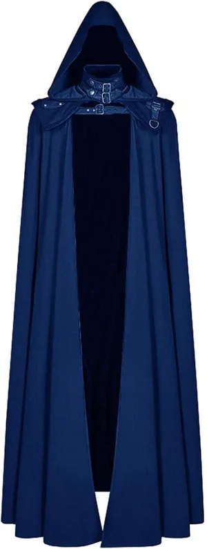 Womens Gothic Clothes Hooded Cardigans Cloak Halloween Dark Long Cape Solid Cloak Outwear Open Front Poncho Outwear