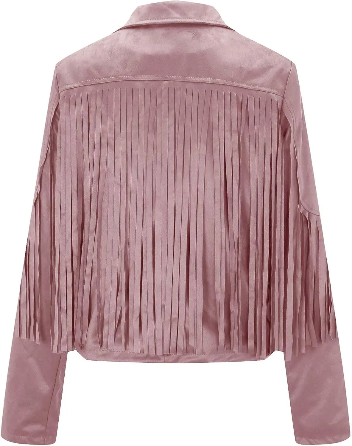 Women's Leather Jacket Faux Suede Fringe Jacket Long Sleeve Lapel Vintage Coats Open Front Tassel Cardigan