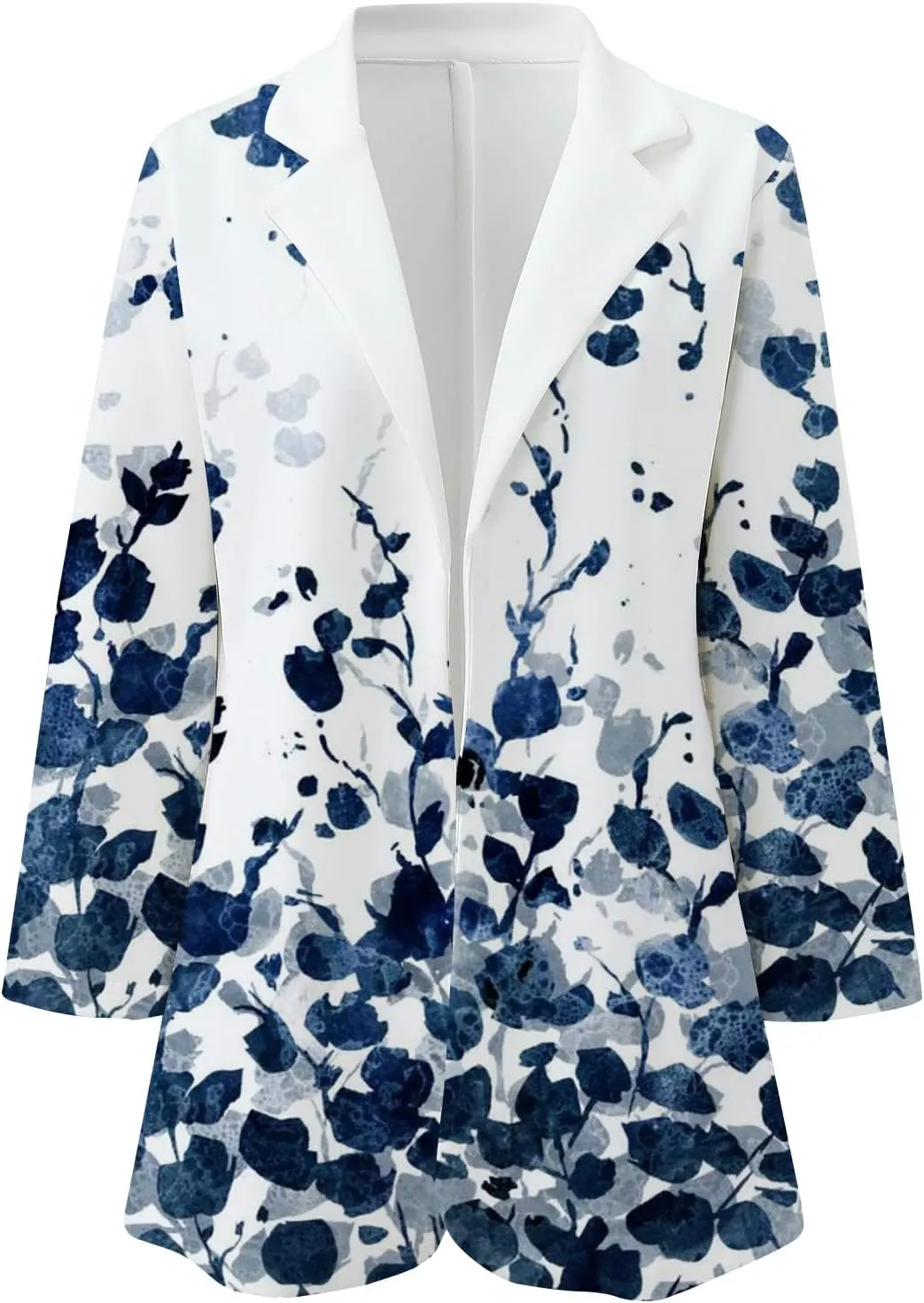 Women's Long Blazer Casual Printed Suit Sleeve Loose Comfortable Cardigan Coat Blazers for Work Casual