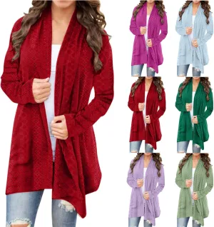 Womens Long Sleeve Cardigans Lightweight Open Front Cardigan Dressy Causal Loose Comfy Fall Eyelet Tops
