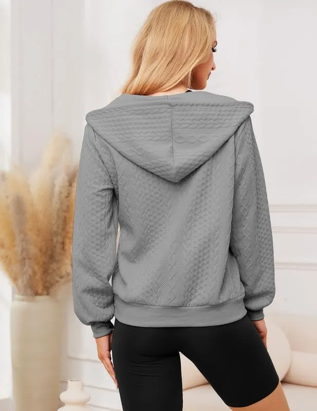 Women's Oversized Zip Up Hoodies Sweatshirts Sweater Fall Outfits Casual Drawstring Jackets