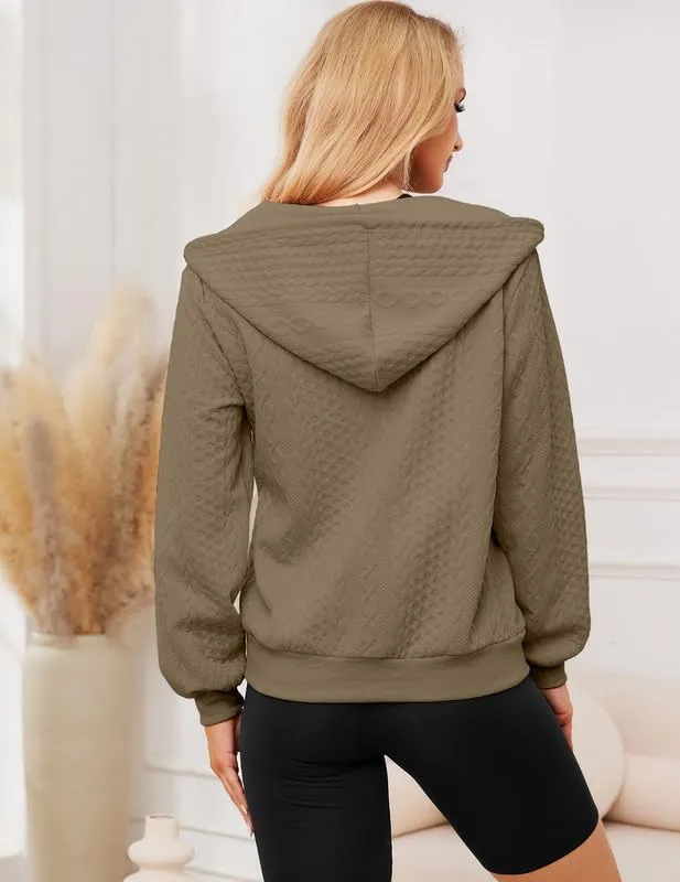 Women's Oversized Zip Up Hoodies Sweatshirts Sweater Fall Outfits Casual Drawstring Jackets