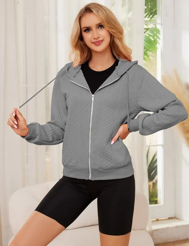 Women's Oversized Zip Up Hoodies Sweatshirts Sweater Fall Outfits Casual Drawstring Jackets