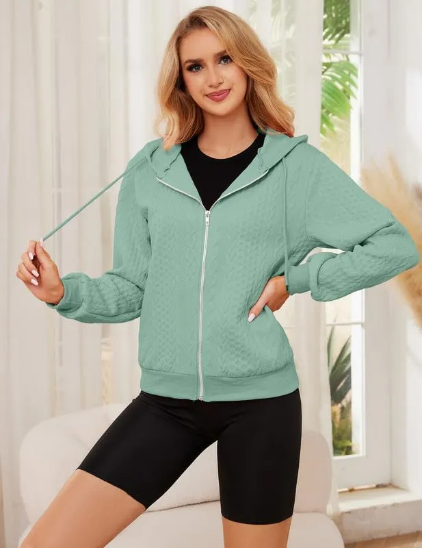 Women's Oversized Zip Up Hoodies Sweatshirts Sweater Fall Outfits Casual Drawstring Jackets