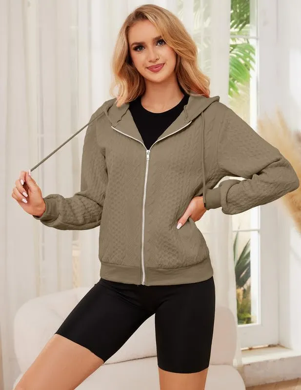 Women's Oversized Zip Up Hoodies Sweatshirts Sweater Fall Outfits Casual Drawstring Jackets