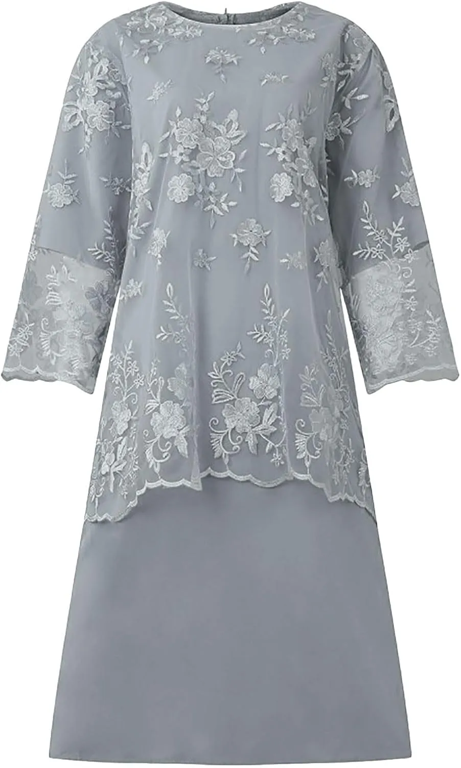 Women's Plus Size Lace Dress 3/4 Sleeve Elegant Mother of The Bride Dresses Formal Evening Party Outfit