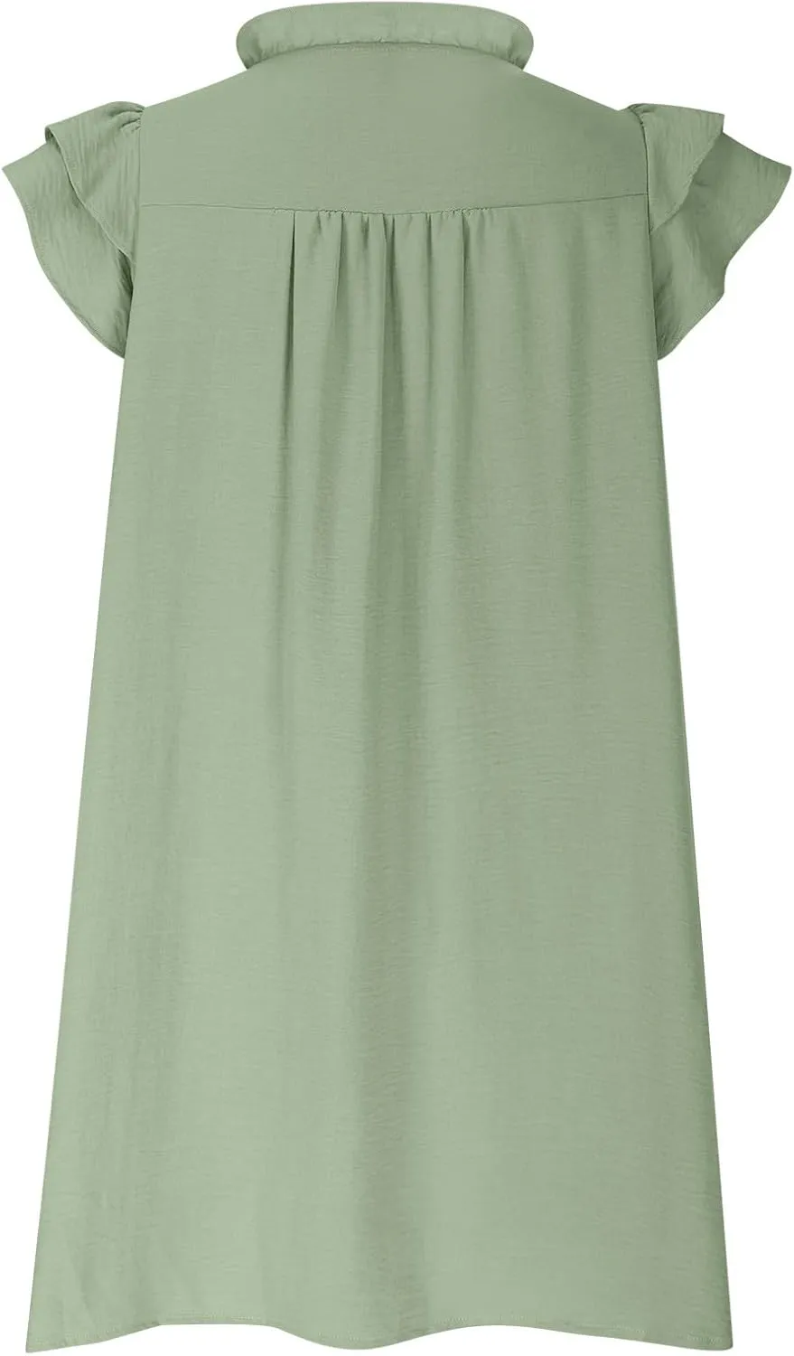 Women's Ruffle Flying Sleeve Babydoll Mini Dress Casual V Neck Pleated Short Dresses Flowy Boho Beach Sundress