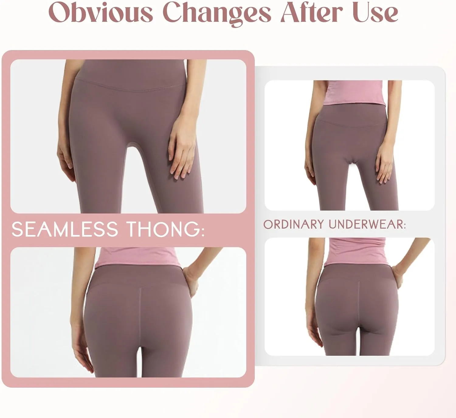 Women's Seamless Invisible Thongs with Built-in Cover Pads | Comfortable, No Show, Fitness Underwear