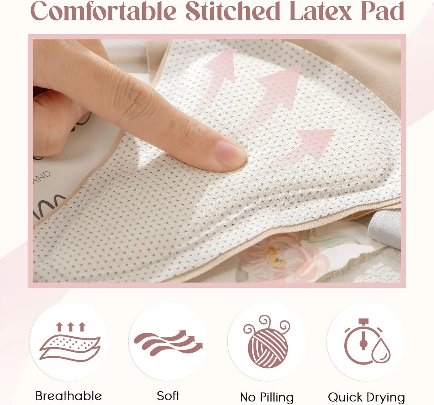 Women's Seamless Invisible Thongs with Built-in Cover Pads | Comfortable, No Show, Fitness Underwear