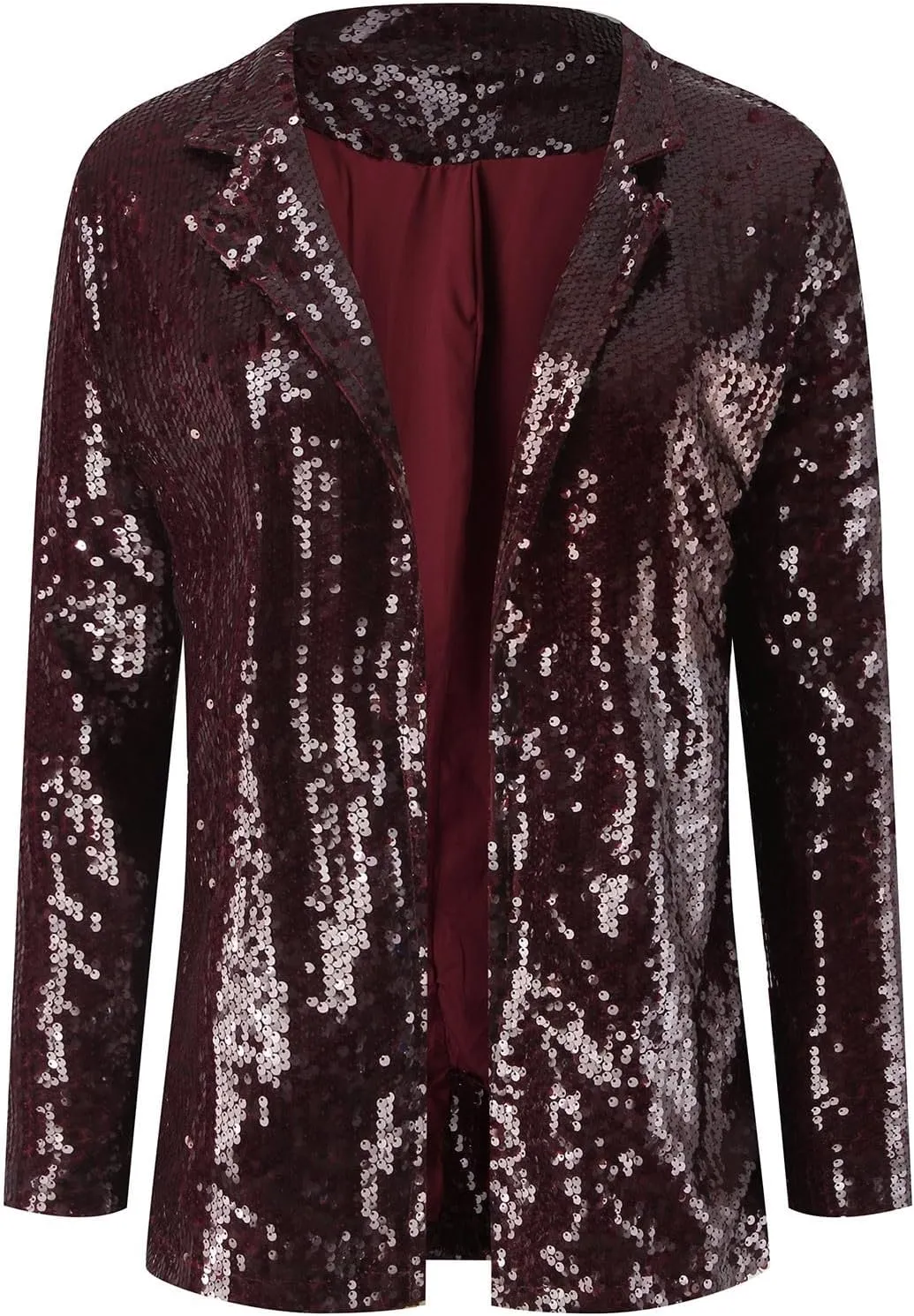 Women's Sequin Jacket Shiny Open Front Glitter Blazer Evening Party Sparkly Long Sleeve Slim Cardigan Coat